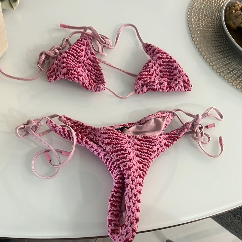 Triangl Swimwear Pink Textured Bikini